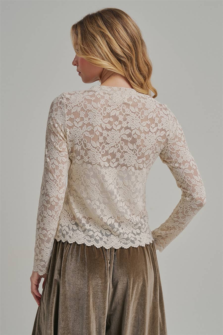 Mocha Romance Lace Layering Top