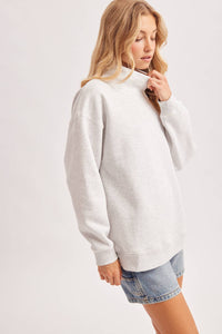 Easy Going Mock Neck Sweatshirt: Grey Marl