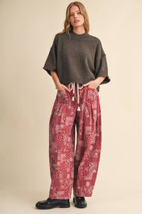 The Jolene Bandana Barrel Pants: Berry Brick