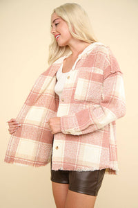 Everly Plaid Casual Hoodie Shacket