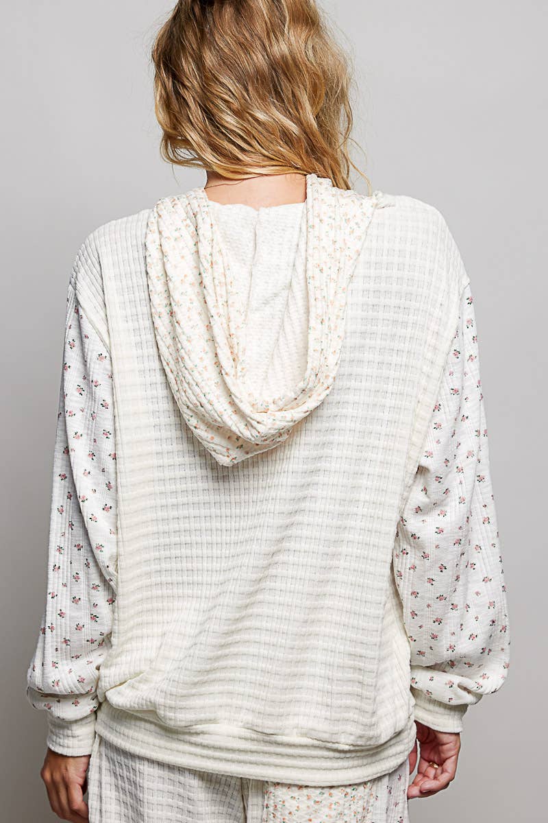 Willow Mixed Knit Hoodie: Natural Multi