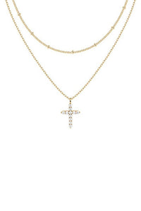18K Gold Plated Layered Cross Necklace