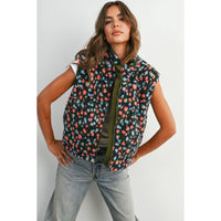 Wildflower Trail Fuzzy Vest: Olive/Multi