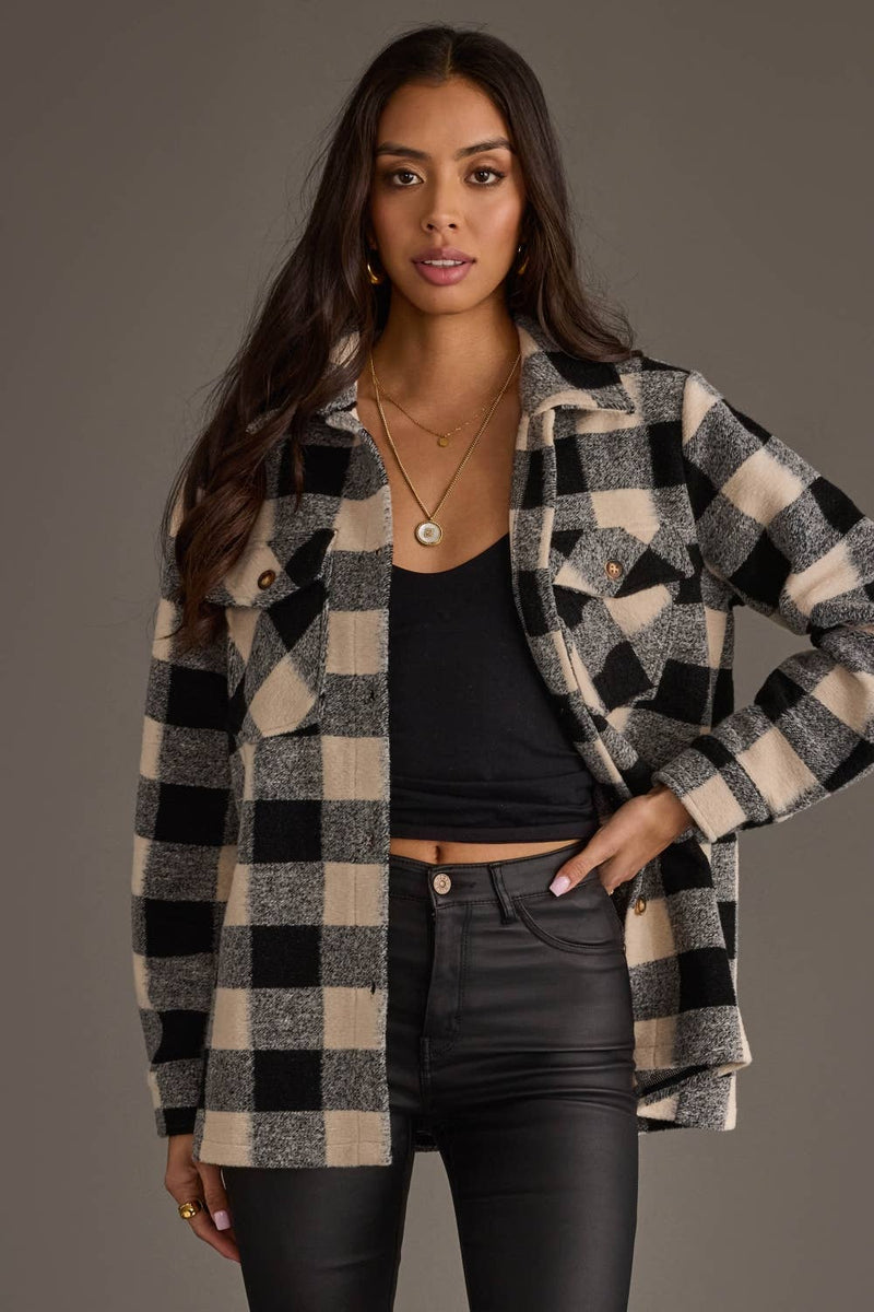 Black & Cream Plaid Jacket
