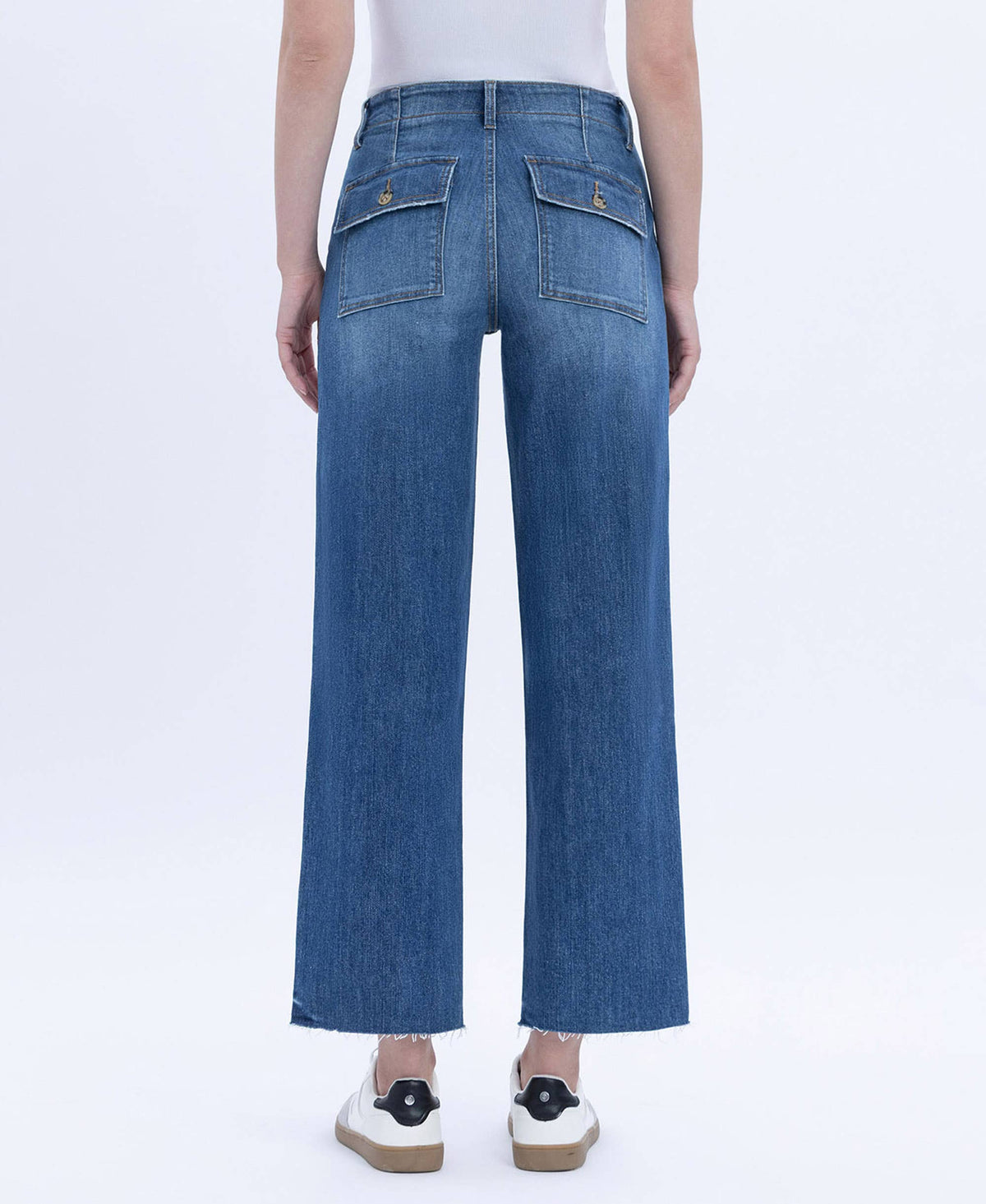 Vervet "Lainey" Utility Pocket Straight Jeans: Dark Wash