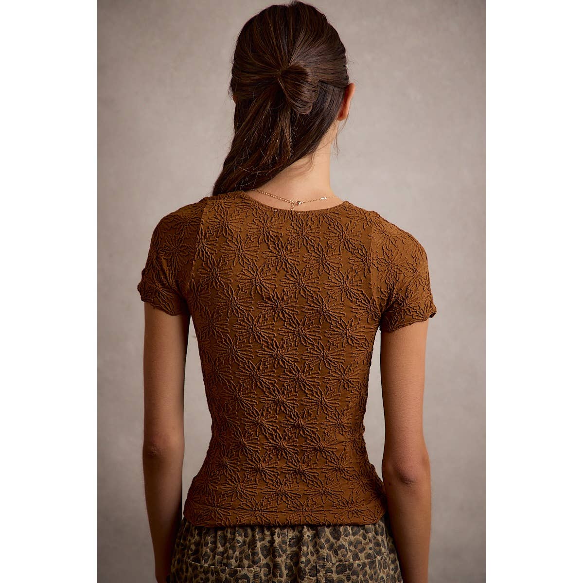 Pressed Petals Seamless Top: Brown