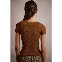 Pressed Petals Seamless Top: Brown
