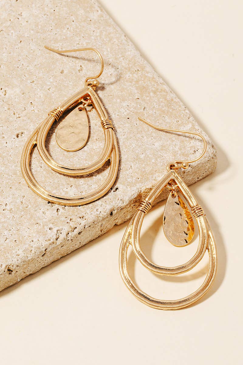 Layered Teardrop Earrings: Gold