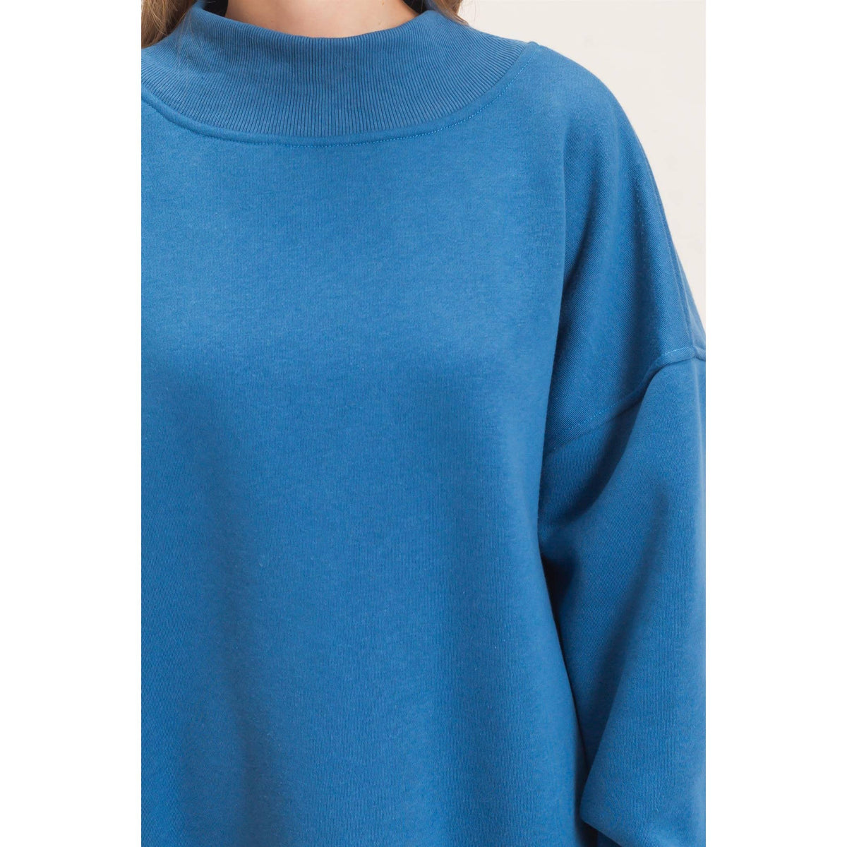 Enzyme Washed Mock Neck Sweatshirt: H.GRAY / S-M-L(2-2-2)