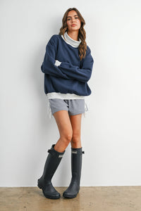 The Fireside Contrast Turtleneck Oversized Sweatshirt