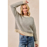 Just Enough Stripe Sweater: Charcoal/ Cream