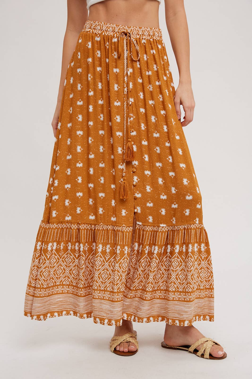 Briar Boho Button-Front Maxi Skirt