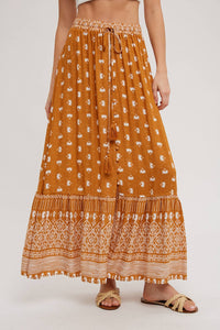 Briar Boho Button-Front Maxi Skirt