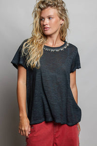 Everyday Lightweight Relaxed Fit Hand-Stitched Knit Top: Black / L