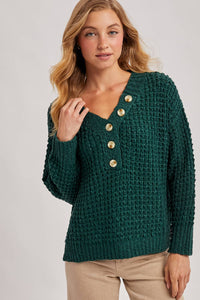 THERMAL HENELY SWEATER TOP: BEIGE / M/L