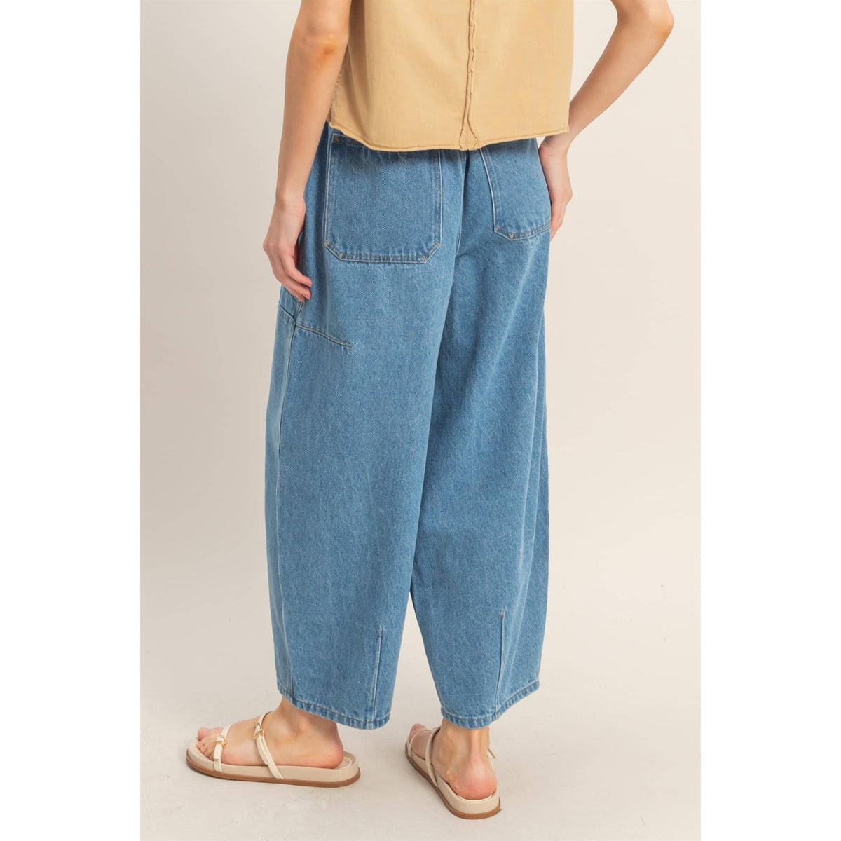 Wide Pants With Oversize Pockets: L.BLUE / S-M-L(2-2-2)