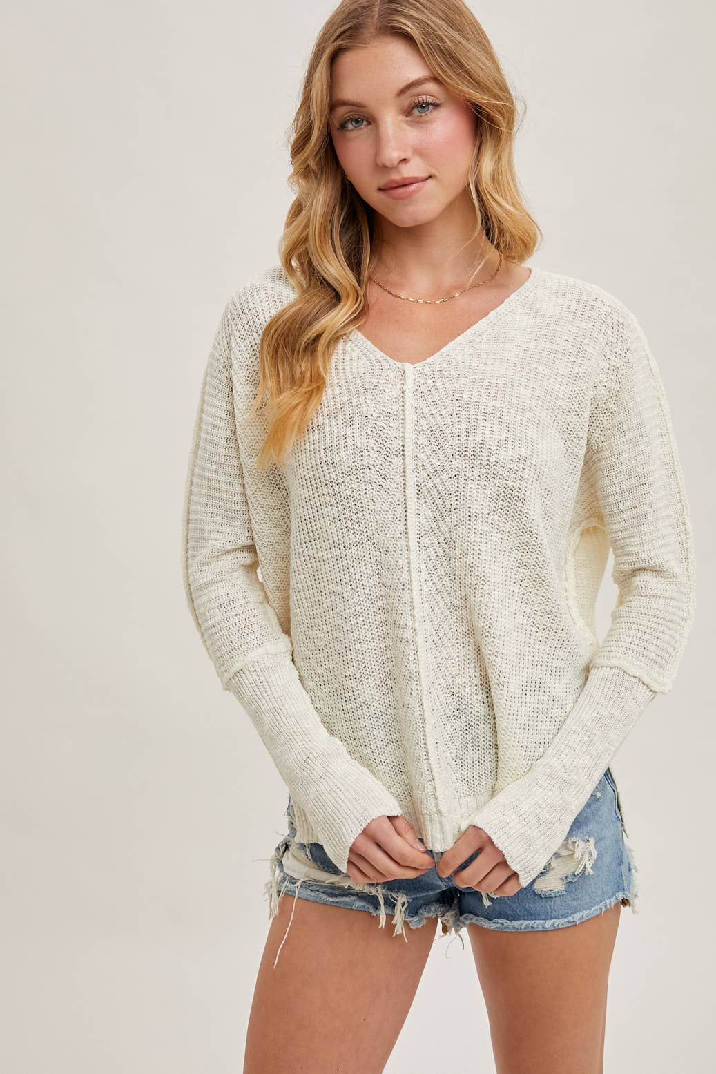 The Laramie Sheer V-Neck Knit Sweater – Lightweight Layering Pullover, Loose Fit Women’s Knitwear