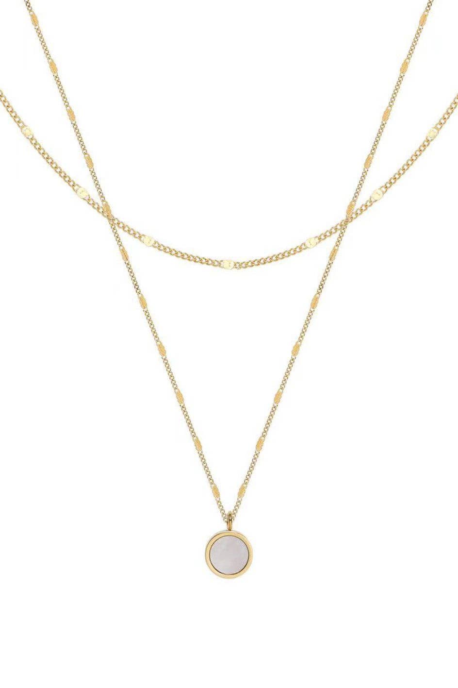 The Loxley Double Layer Charm Necklace – 18K Gold Dipped Waterproof Stainless Steel Necklace