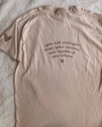 You Are Capable Trendy Quote Tee with Heart On Sleeve: Large