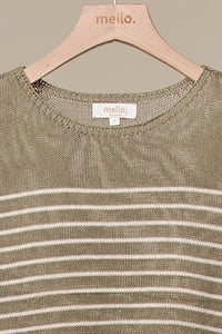 The Sutton Striped Knit Tank: Olive  – Sleeveless Lightweight Everyday Sweater Top