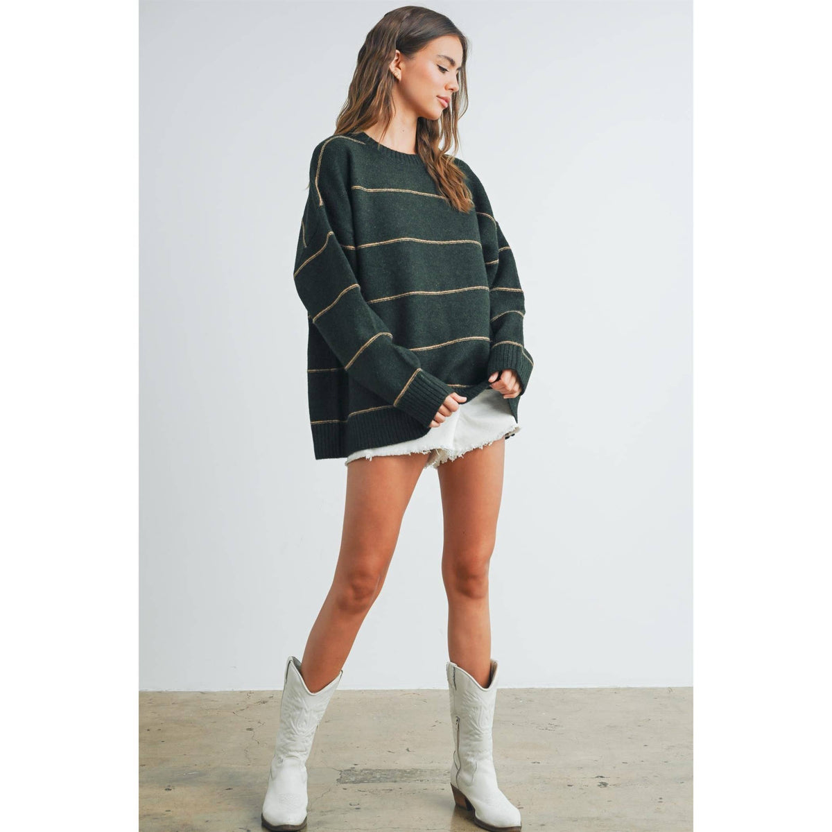 The Sunday Stroll Contrast Stripe Oversized Sweater
