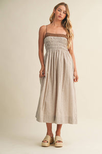 The Ellie Layered Gingham Dress: Coconut Shell