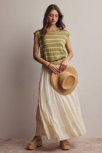 The Harlow Striped Knit Top:Green – Sleeveless Lightweight Sweater Tank