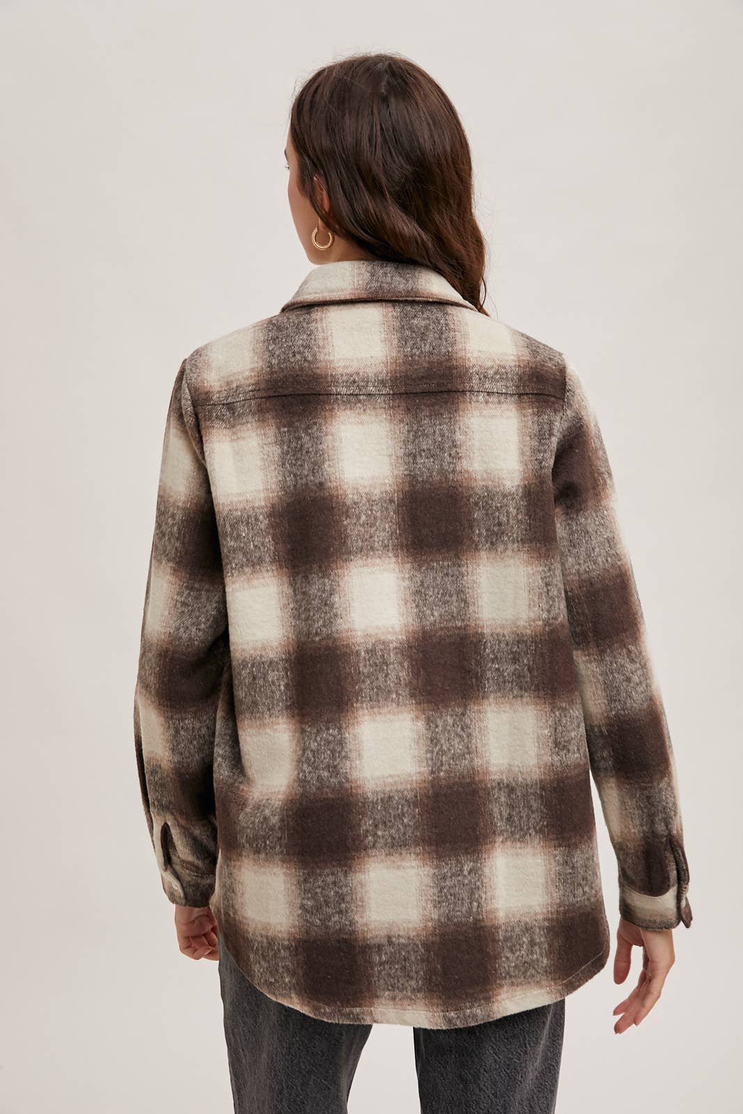 Dakota Plaid Flannel Shacket with Pockets – Brown Cream & Rust Ivory