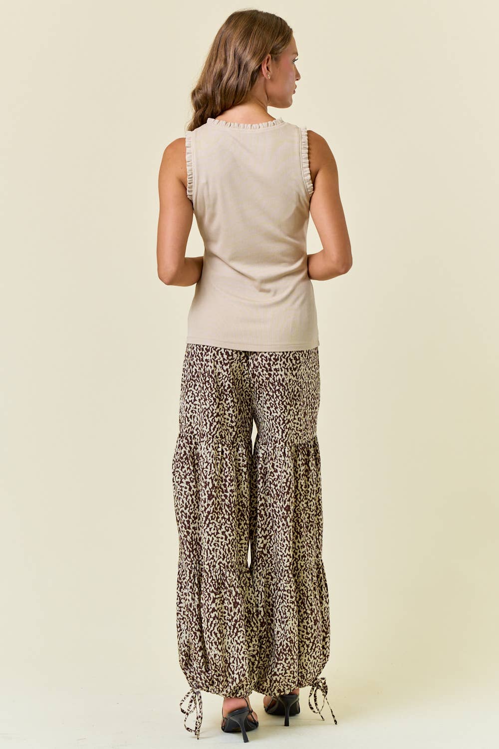 Alessia V-Neck Frill Trim Knit Tank – Women’s Sleeveless Ribbed Layering Top