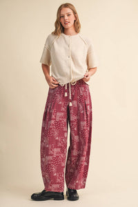 The Jolene Bandana Barrel Pants: Berry Brick
