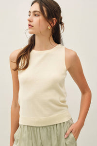 The Noelle Wool Blend Tank Top – Boat Neck Sleeveless Soft Lightweight Knit