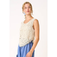 The Sierra Fringe Crochet Tank: Natural