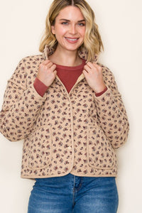 Eloise Ditsy Floral Quilted Jacket – Button Front Cotton Layer with Pockets