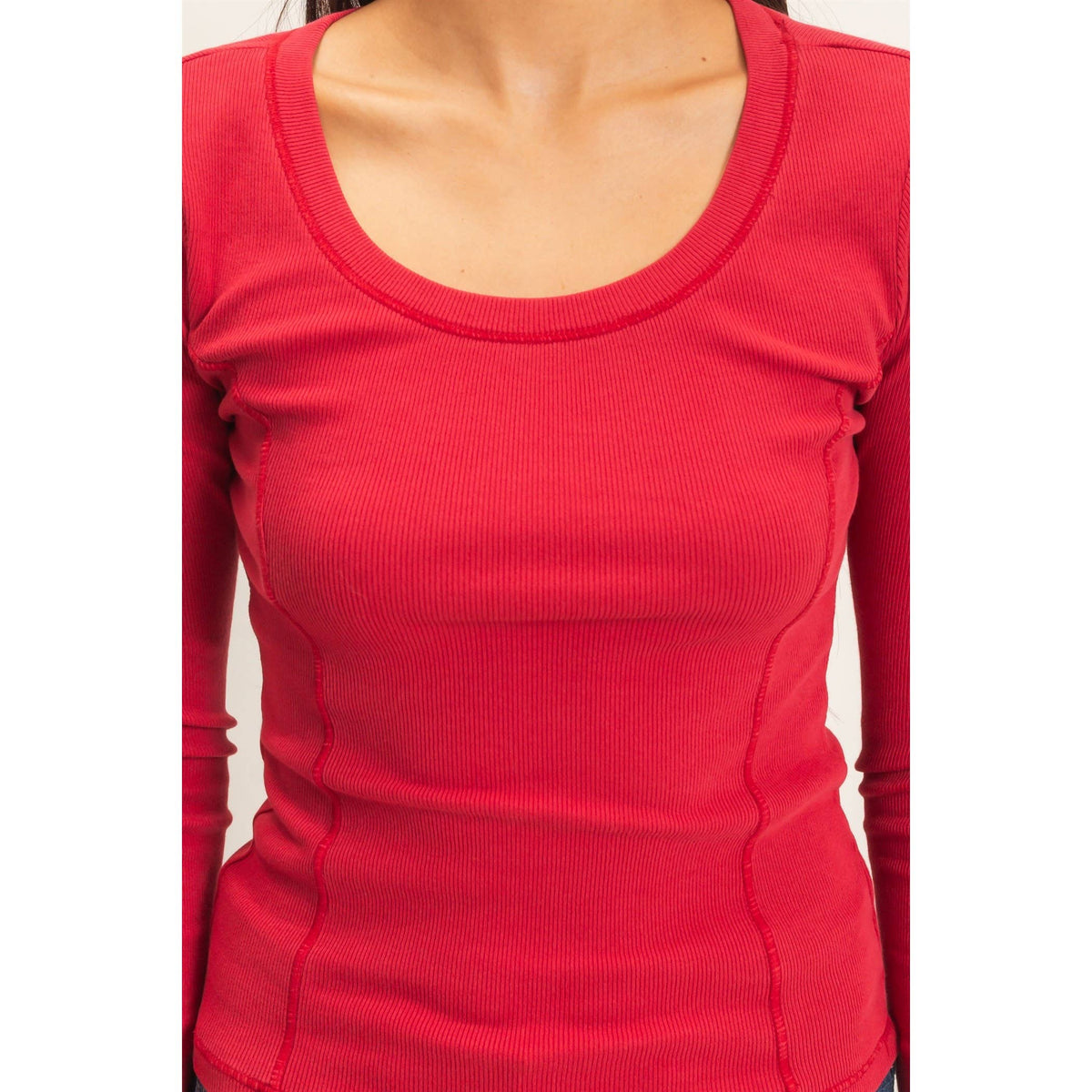 Main Character Scoop Neck Top: Red