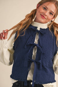Tie It Together Quilted Vest: Navy