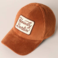 Howdy Darlin’ Corduroy Patch Baseball Cap – Vintage Western Adjustable Hat