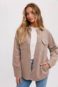 Everly Pines Corduroy Button-Down Shacket –Peacock