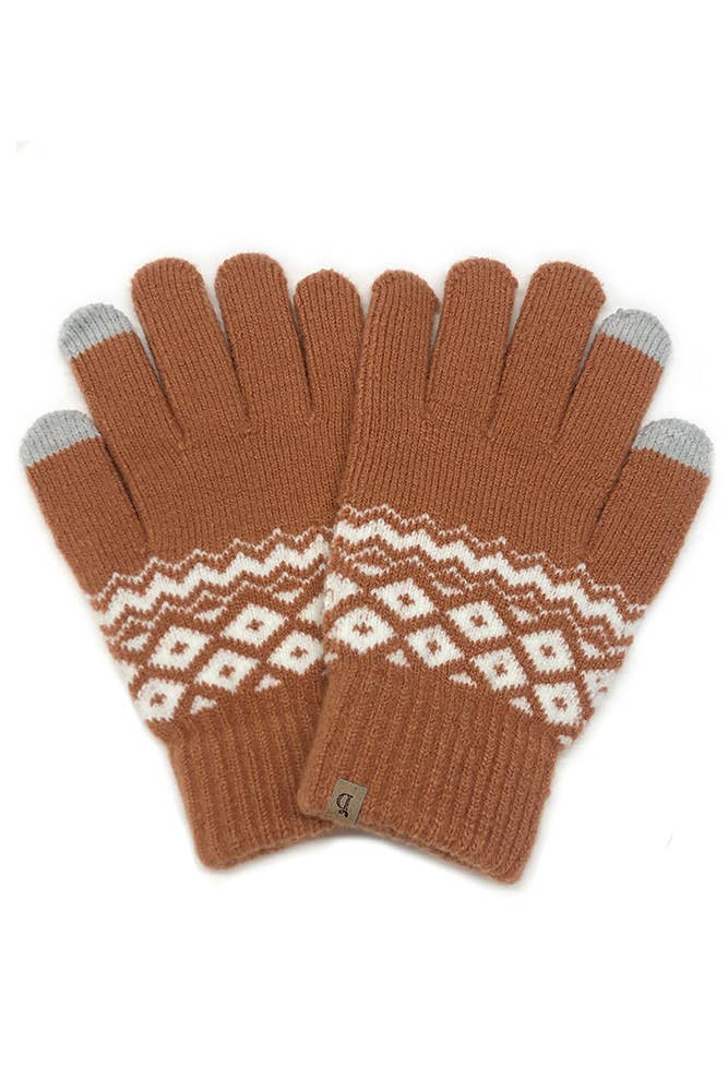 Cozy Geometric Knit Touchscreen Gloves – Winter Warm Fashion for Women