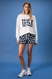 The Stars & Stripes Lounge Shorts – Navy Star Print Drawstring Shorts