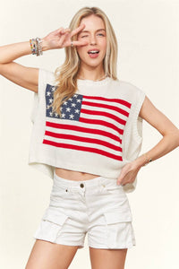 The Liberty Knit Sweater Crop Top: White