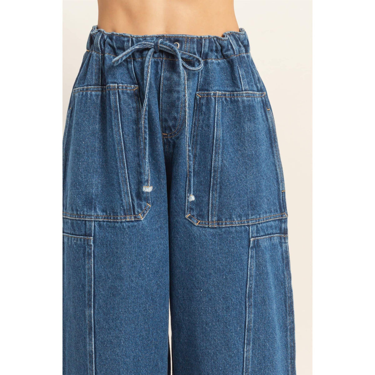 Wide Pants With Oversize Pockets: L.BLUE / S-M-L(2-2-2)