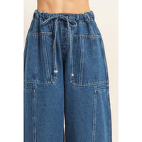 Wide Pants With Oversize Pockets: L.BLUE / S-M-L(2-2-2)
