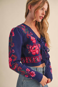 The Larkspur Bow-Front Floral Cardigan | Northern Belle Boutique