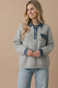 The Hadley Denim Trim Sweater