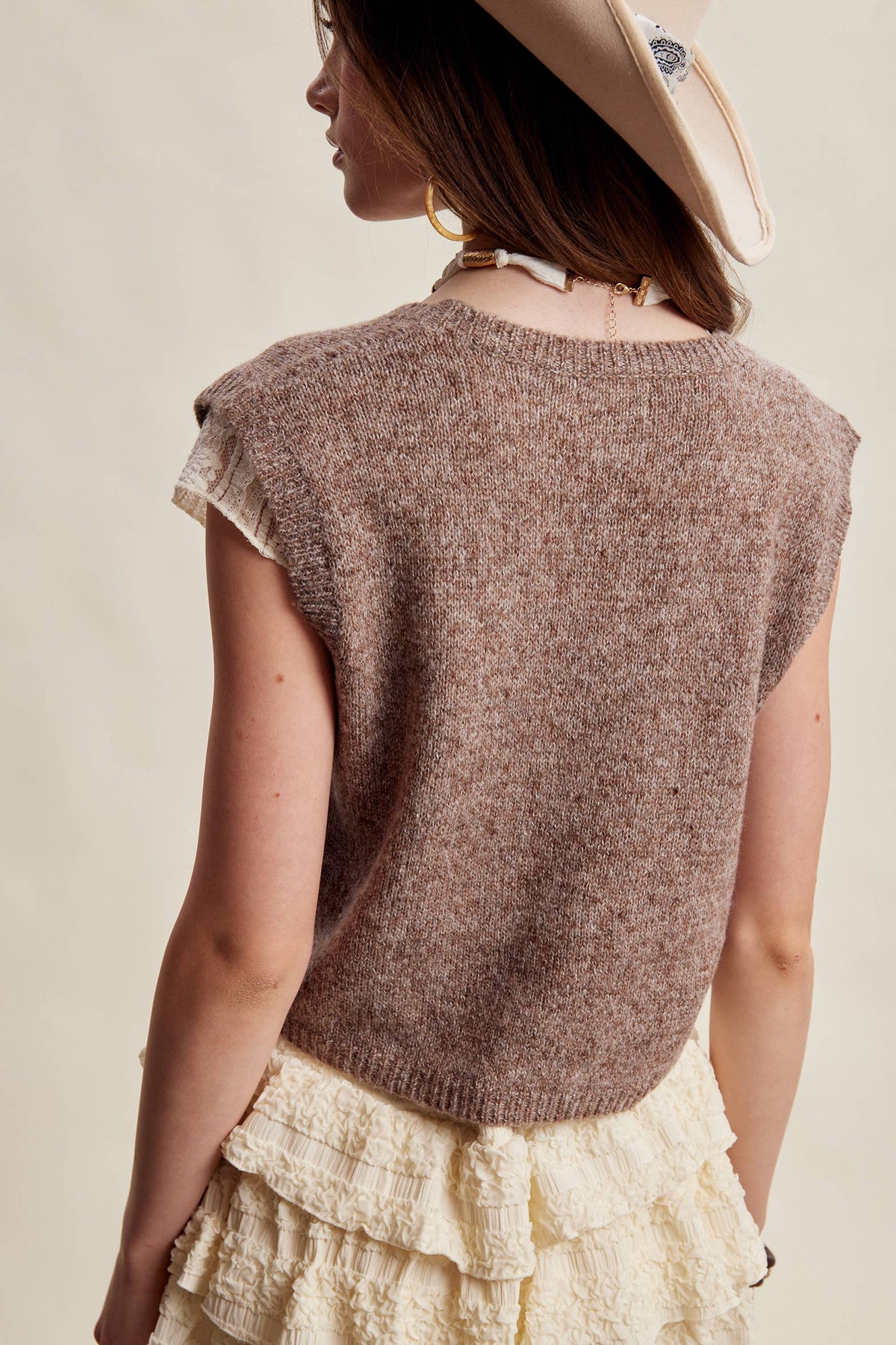 Pressed Petals Sweater Vest: Chestnut