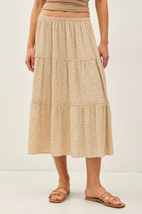 The Delilah Floral Tiered Skirt: Natural