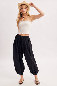 BOHO DRAWSTRING BALLOON PANTS: Black