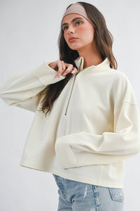 Halfway There Ribbed Pullover: Bone