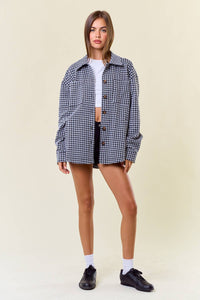 Vivianne Houndstooth Jacquard Knit Button-Down Shaket