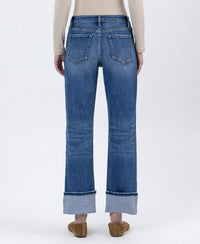 Lovervet "Hallie" Cuffed Straight Leg Jeans: Dark Wash